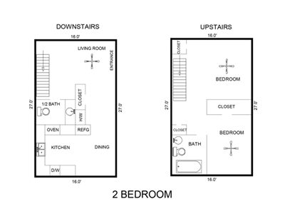 Two Bedroom / One and a Half Bath
