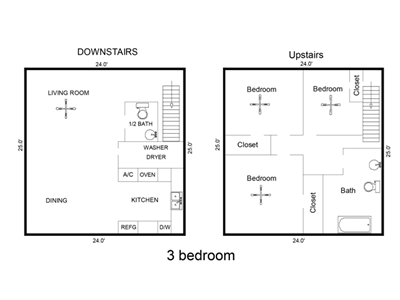 Three Bedroom / One and a Half Bath